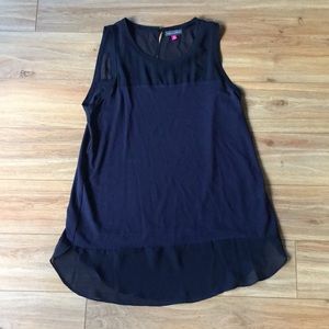 sleeveless navy top